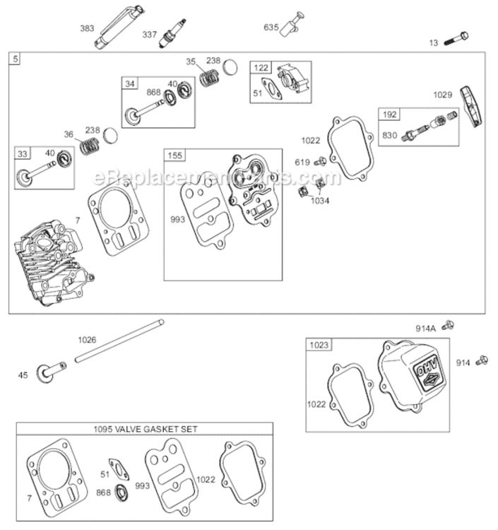Page B Diagram and Parts List for 12C400 0100-0208 Briggs and Stratton Engine